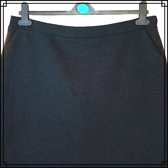 Adrienne Vittadini Retro Style Black Textured Mini Pencil Skirt Size XLarge - Picture 3 of 8